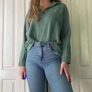 ADORABLE FALL POLO RALPH LAUREN SWEATER SIZE LARGE VINTAGE GREEN BLUE FORREST